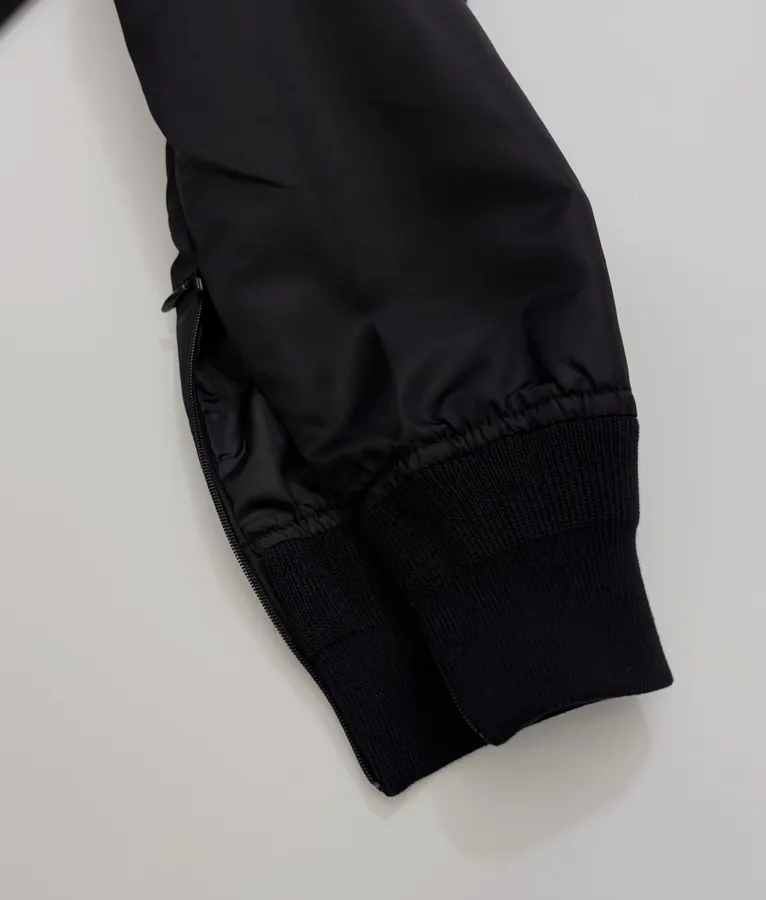 Niche Dark Industrial Patchwork Windbreaker Suit Jacket with Zipper, Outerwear in Black, product view 07