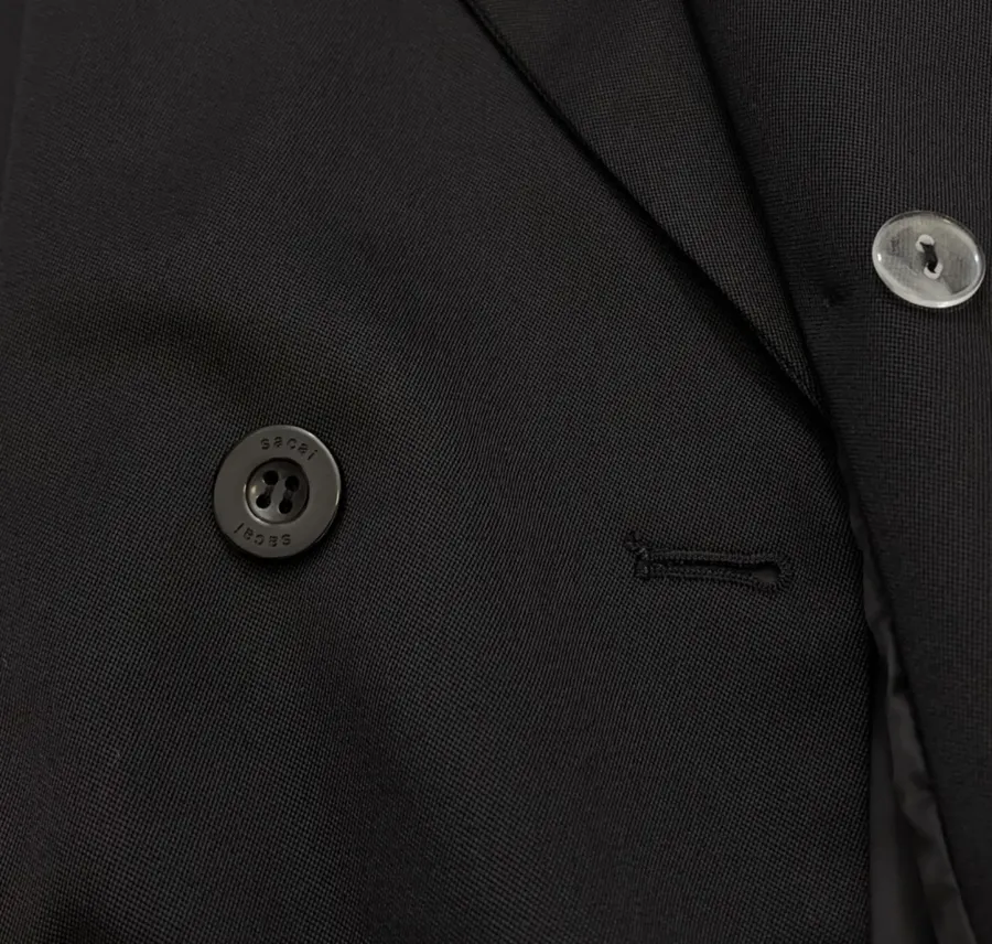 Niche Dark Industrial Patchwork Windbreaker Suit Jacket with Zipper, Outerwear in Black, product view 08