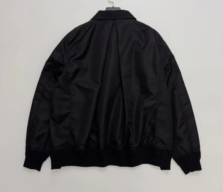 Niche Dark Industrial Patchwork Windbreaker Suit Jacket with Zipper, Outerwear in Black, product view 13