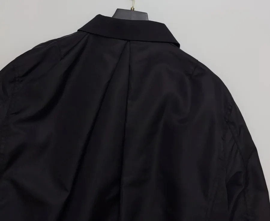 Niche Dark Industrial Patchwork Windbreaker Suit Jacket with Zipper, Outerwear in Black, product view 14