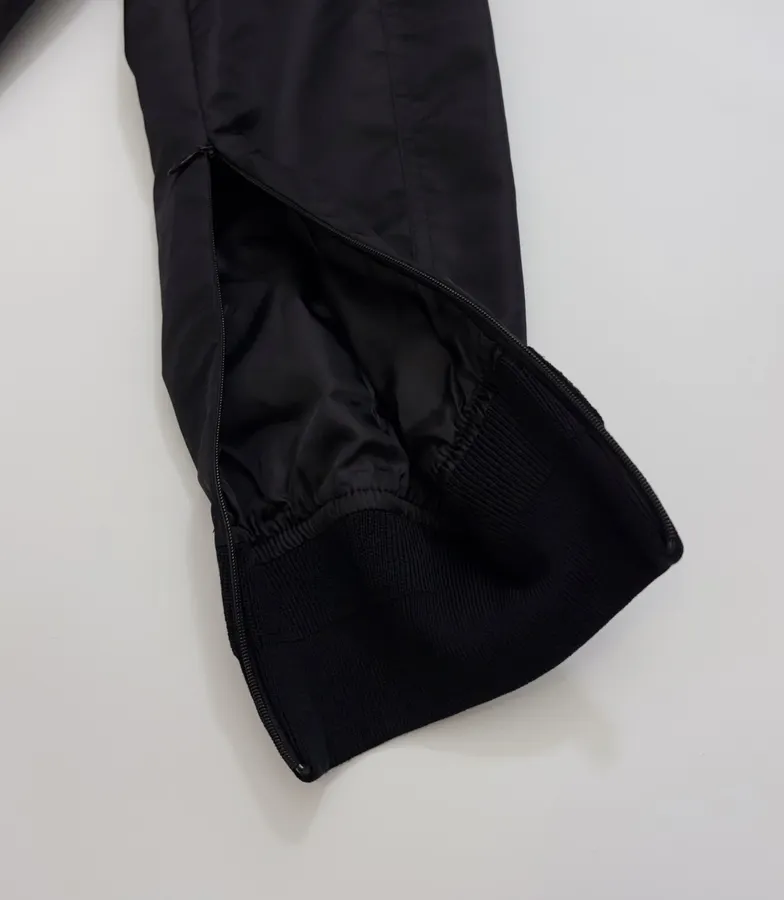 Niche Dark Industrial Patchwork Windbreaker Suit Jacket with Zipper, Outerwear in Black, product view 16