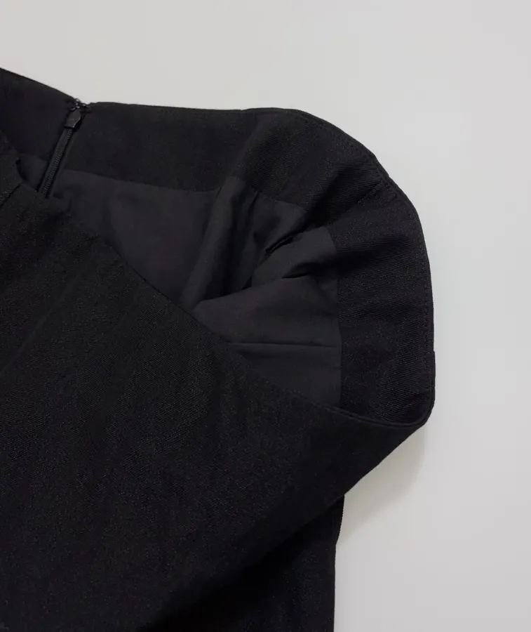 Black High-Waist Straight Midi Skirt in Black, product view 04