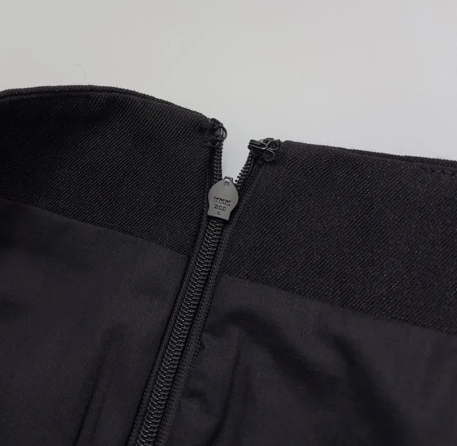 Black High-Waist Straight Midi Skirt in Black, product view 05