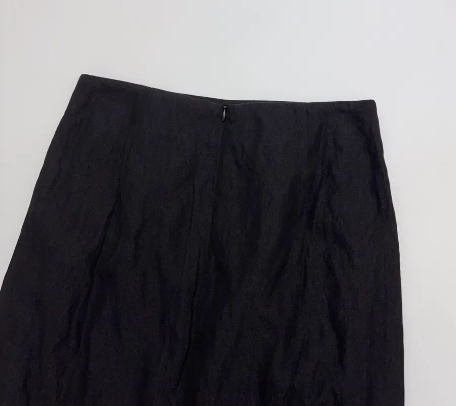 Black High-Waist Straight Midi Skirt in Black, product view 12