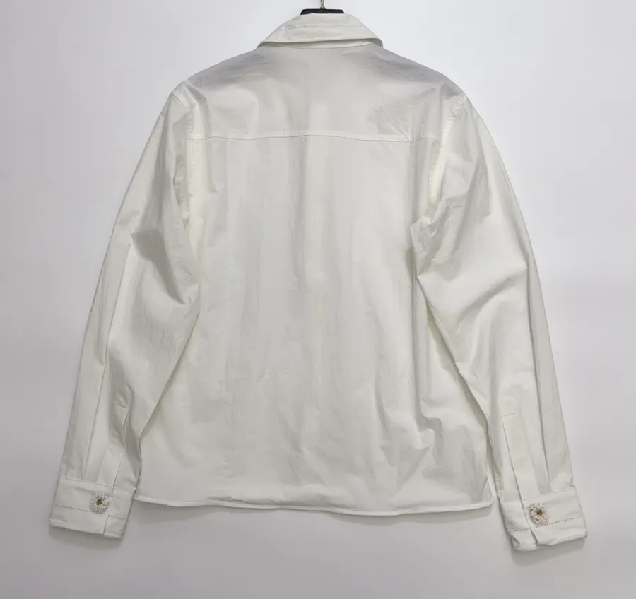 Loose Long-sleeve Shirt in White, product view 17