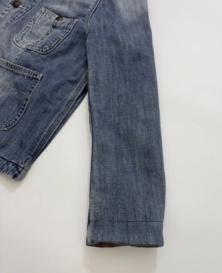 Color-block Collar Double-layer Denim Jacket in Denim Blue, product view 05
