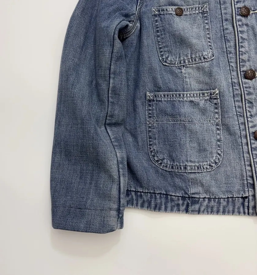 Color-block Collar Double-layer Denim Jacket in Denim Blue, product view 07