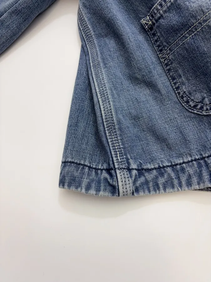Color-block Collar Double-layer Denim Jacket in Denim Blue, product view 08