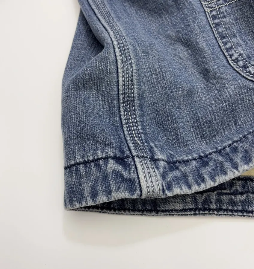 Color-block Collar Double-layer Denim Jacket in Denim Blue, product view 09