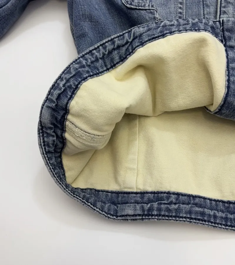 Color-block Collar Double-layer Denim Jacket in Denim Blue, product view 10