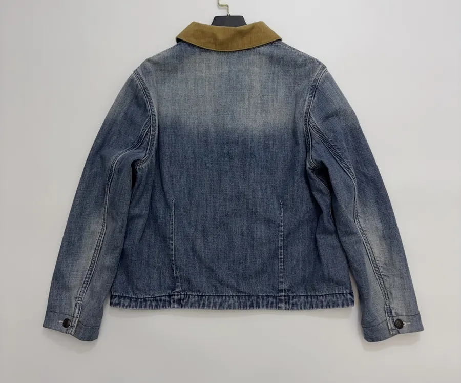 Color-block Collar Double-layer Denim Jacket in Denim Blue, product view 13