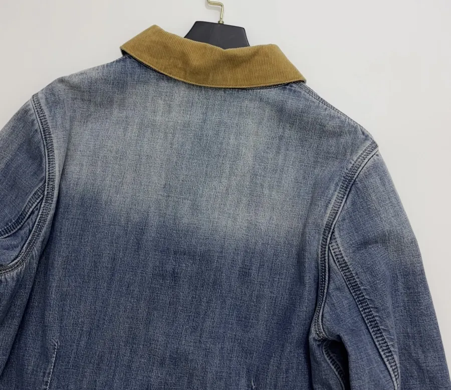 Color-block Collar Double-layer Denim Jacket in Denim Blue, product view 14