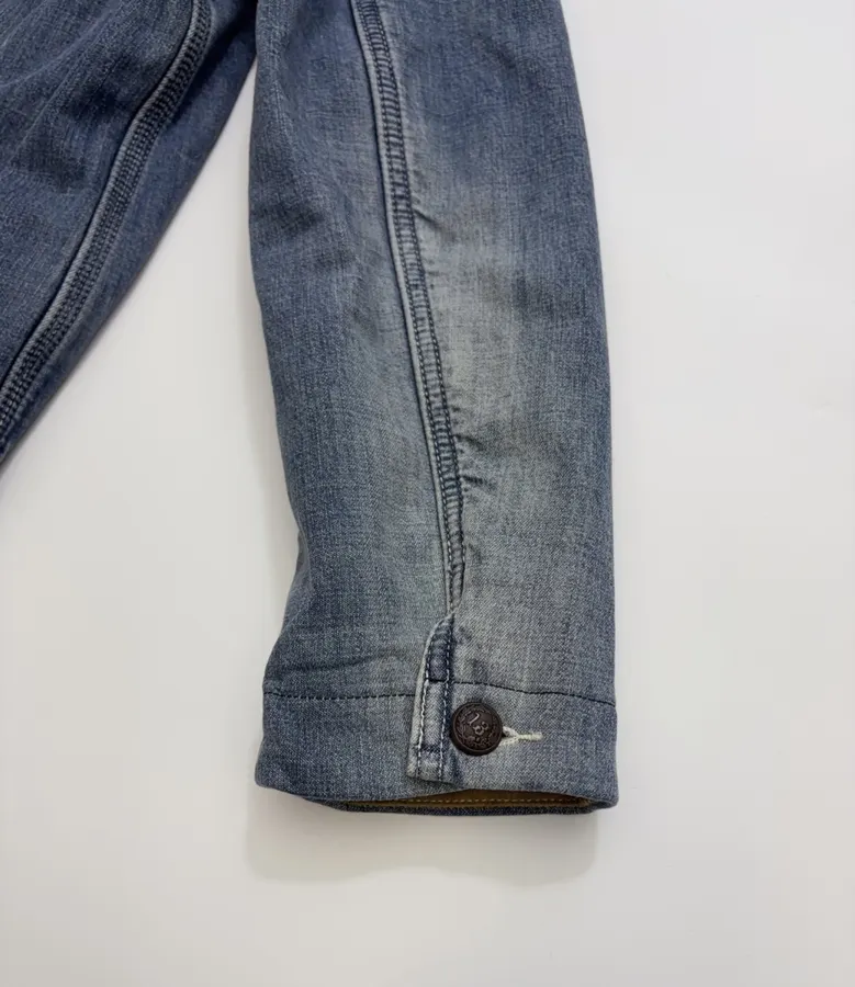 Color-block Collar Double-layer Denim Jacket in Denim Blue, product view 15