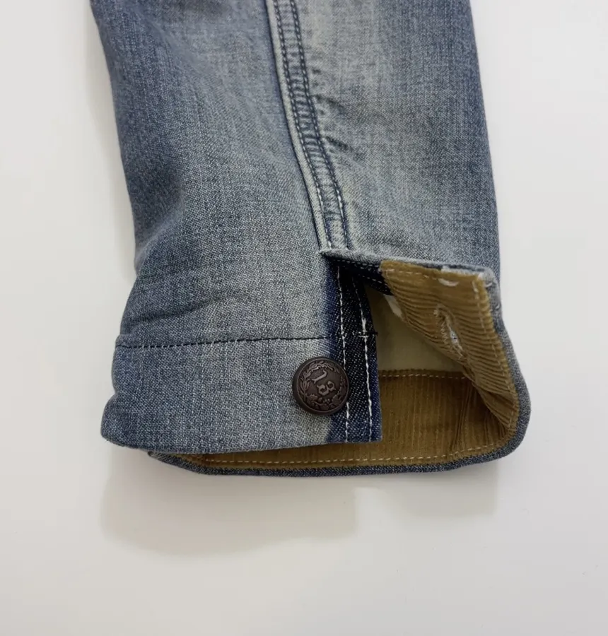Color-block Collar Double-layer Denim Jacket in Denim Blue, product view 16