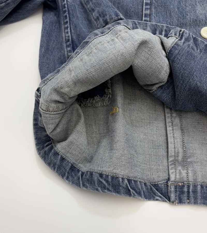 Japanese-style Double-breasted Denim Jacket in Denim Blue, product view 11