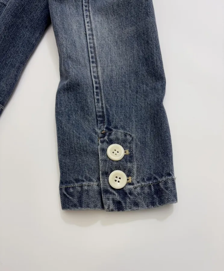 Japanese-style Double-breasted Denim Jacket in Denim Blue, product view 16