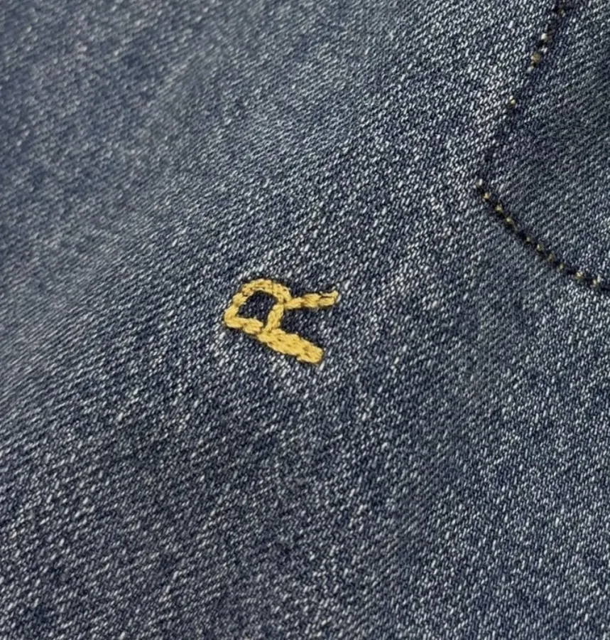 Japanese-style Double-breasted Denim Jacket in Denim Blue, product view 17