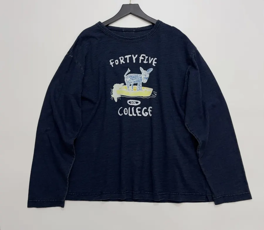 Navy Donkey-Embroidered Long-Sleeve T-Shirt in Navy, product view 01