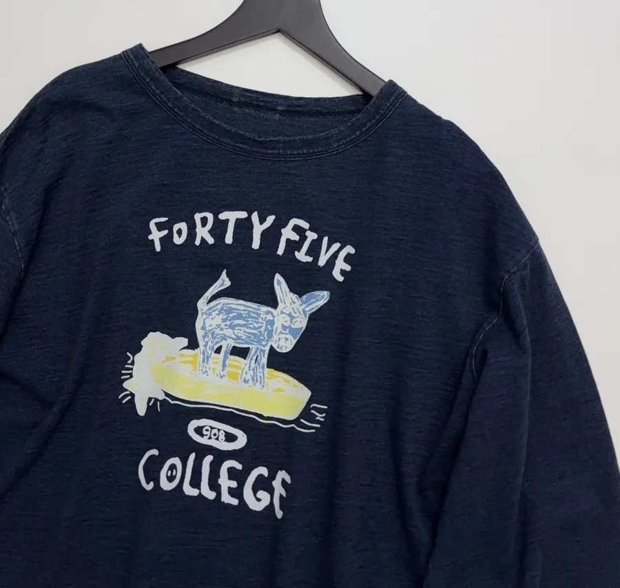 Navy Donkey-Embroidered Long-Sleeve T-Shirt in Navy, product view 02