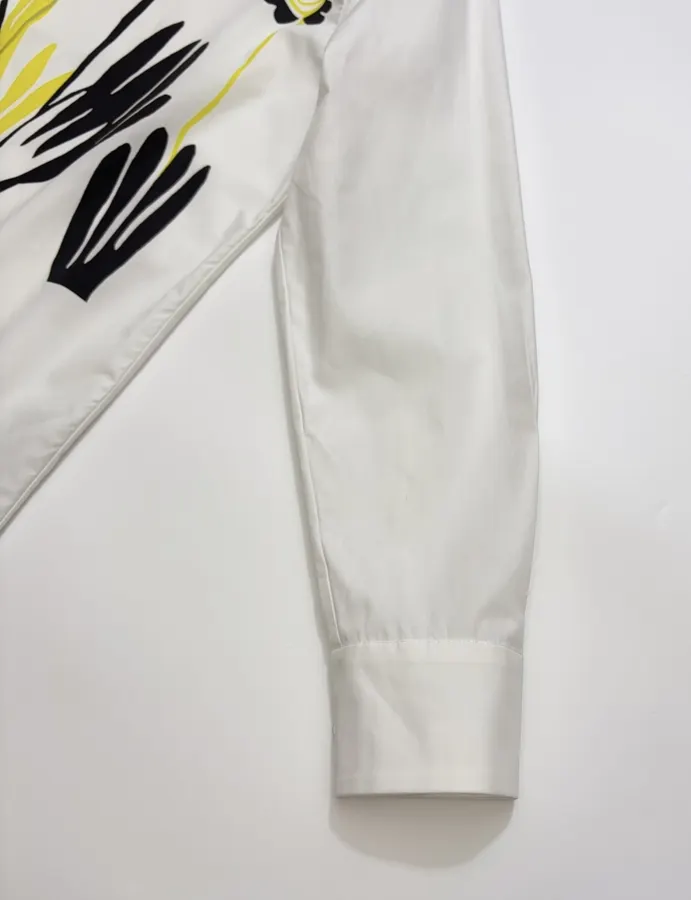White Abstract Floral Relaxed Shirt in White, product view 10