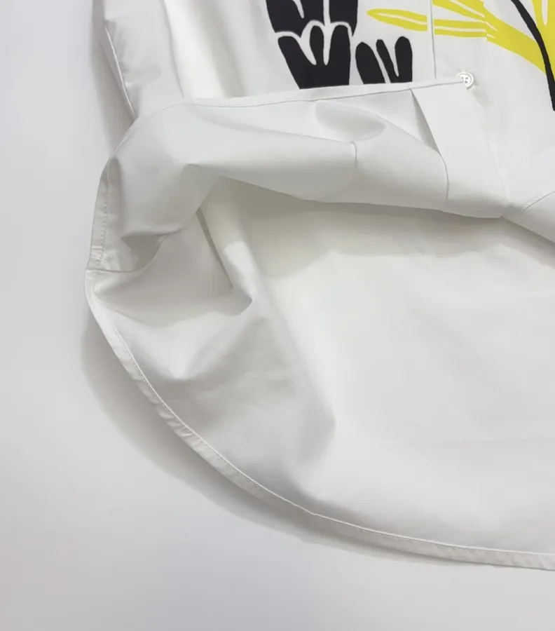 White Abstract Floral Relaxed Shirt in White, product view 13