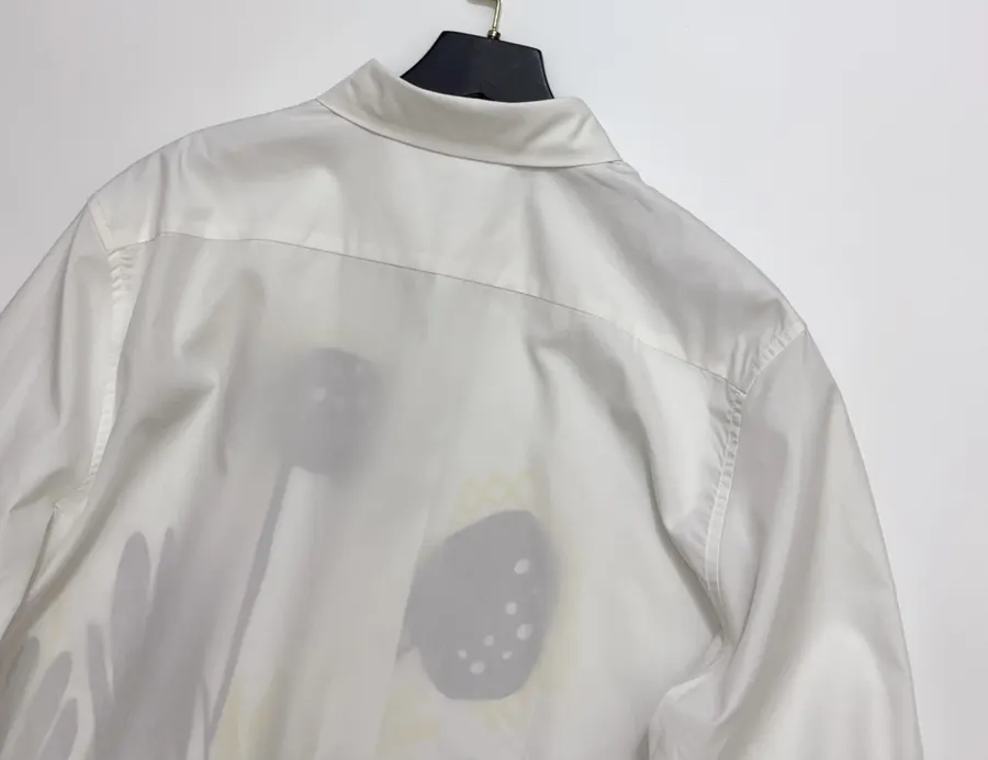 White Abstract Floral Relaxed Shirt in White, product view 15