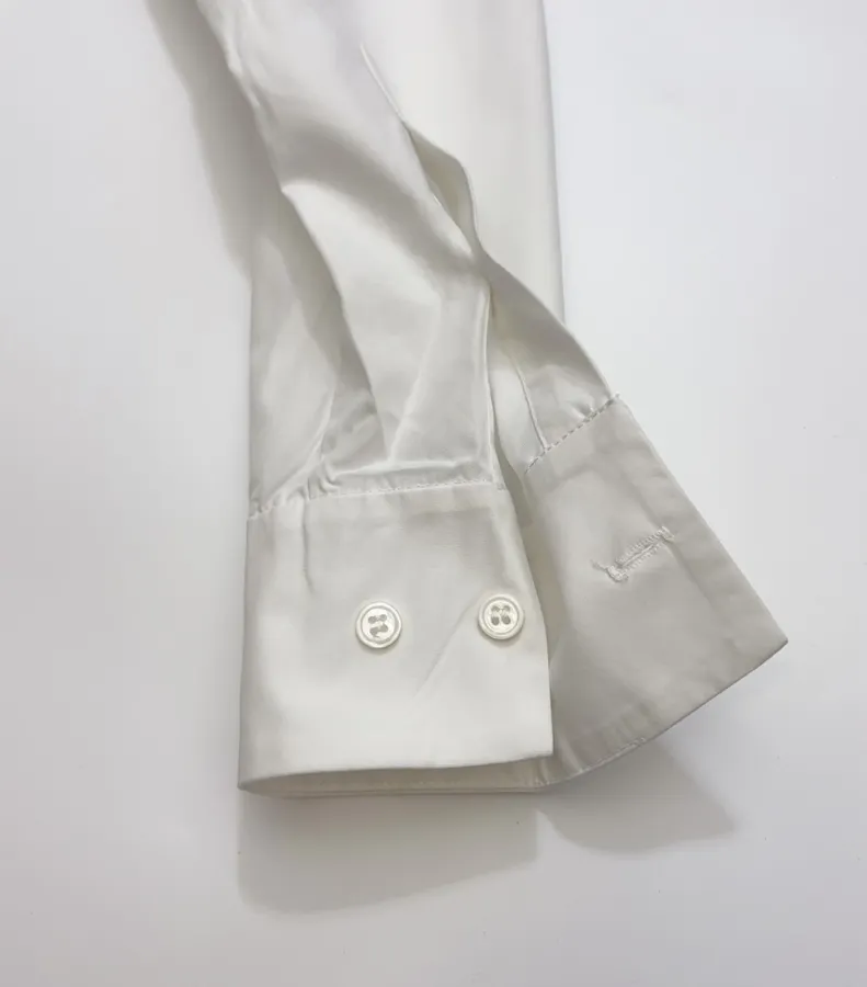 White Abstract Floral Relaxed Shirt in White, product view 17