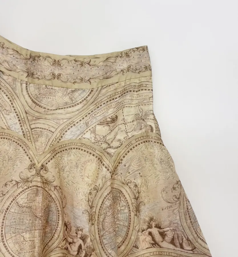Printed Midi Skirt Long Skirt in Oatmeal, product view 03