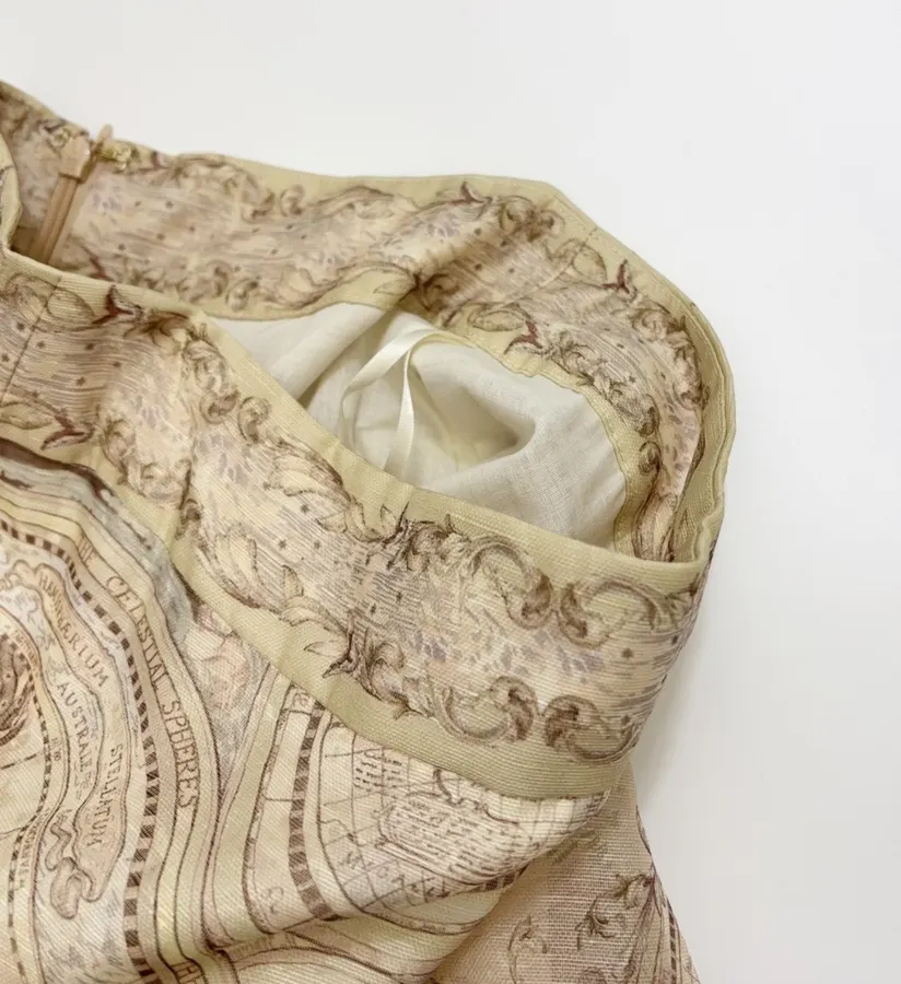 Printed Midi Skirt Long Skirt in Oatmeal, product view 05