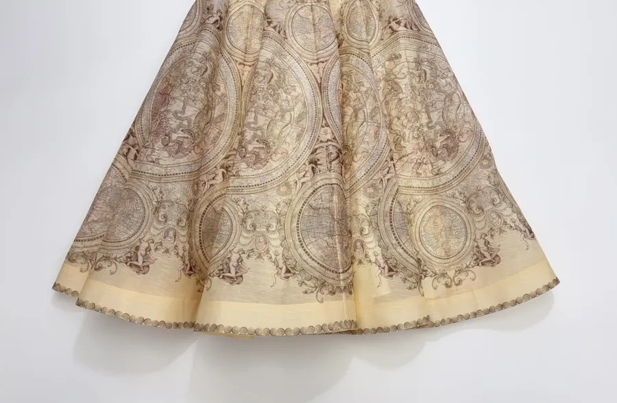 Printed Midi Skirt Long Skirt in Oatmeal, product view 07