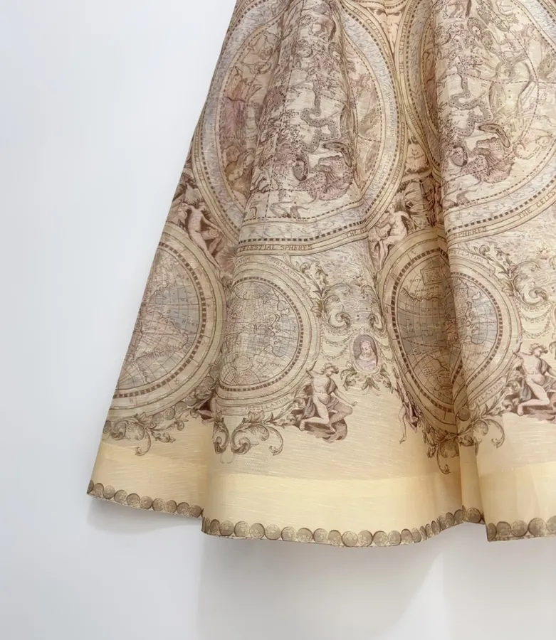 Printed Midi Skirt Long Skirt in Oatmeal, product view 08