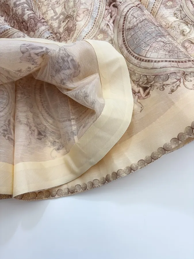 Printed Midi Skirt Long Skirt in Oatmeal, product view 10