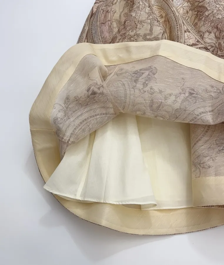 Printed Midi Skirt Long Skirt in Oatmeal, product view 11