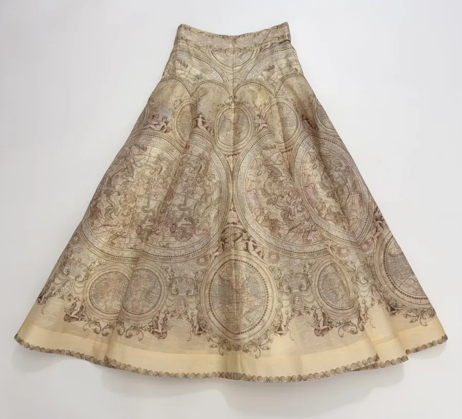 Printed Midi Skirt Long Skirt in Oatmeal, product view 14