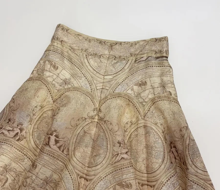 Printed Midi Skirt Long Skirt in Oatmeal, product view 15