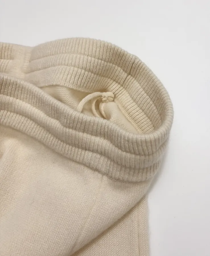 Solid-Color Knitted Stretchy Casual Pants, Long Pants in Oatmeal, product view 05