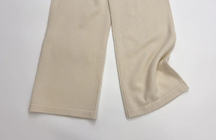 Solid-Color Knitted Stretchy Casual Pants, Long Pants in Oatmeal, product view 08