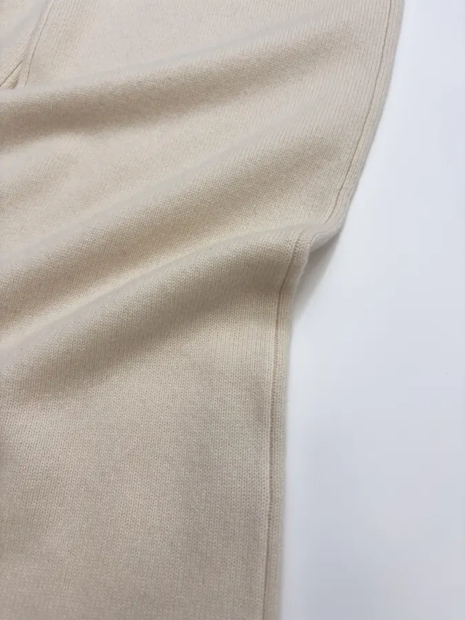 Solid-Color Knitted Stretchy Casual Pants, Long Pants in Oatmeal, product view 09