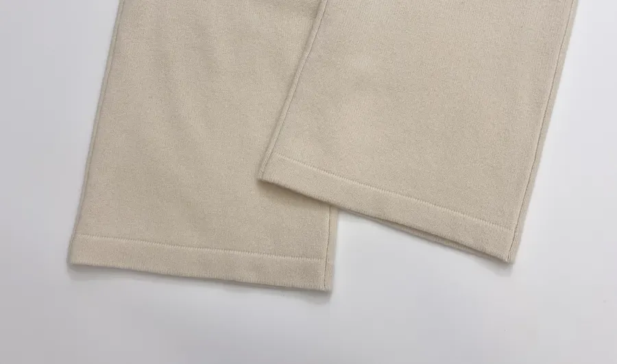Solid-Color Knitted Stretchy Casual Pants, Long Pants in Oatmeal, product view 10