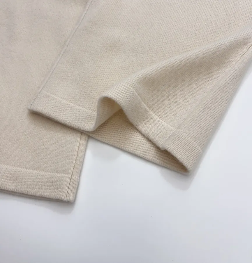 Solid-Color Knitted Stretchy Casual Pants, Long Pants in Oatmeal, product view 11