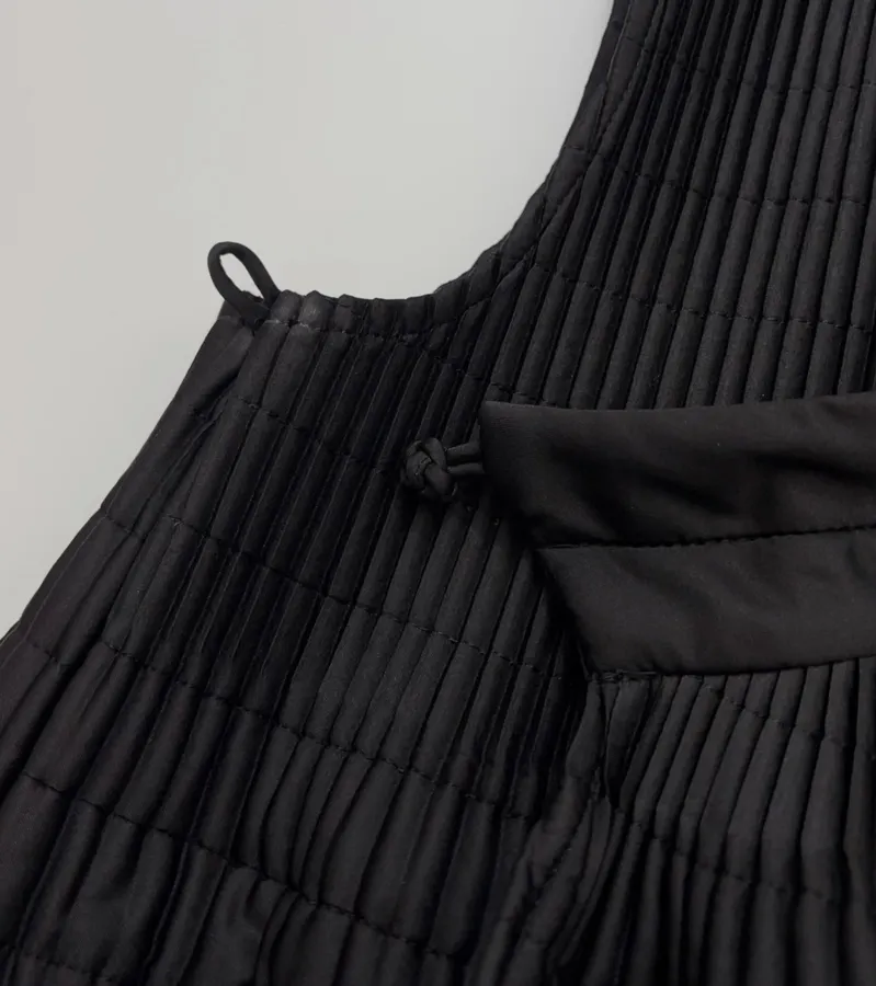 Plaid Side-Slit Overlapping Collar Tie-Style V-Neck Sleeveless Vest Jacket in Black, product view 07