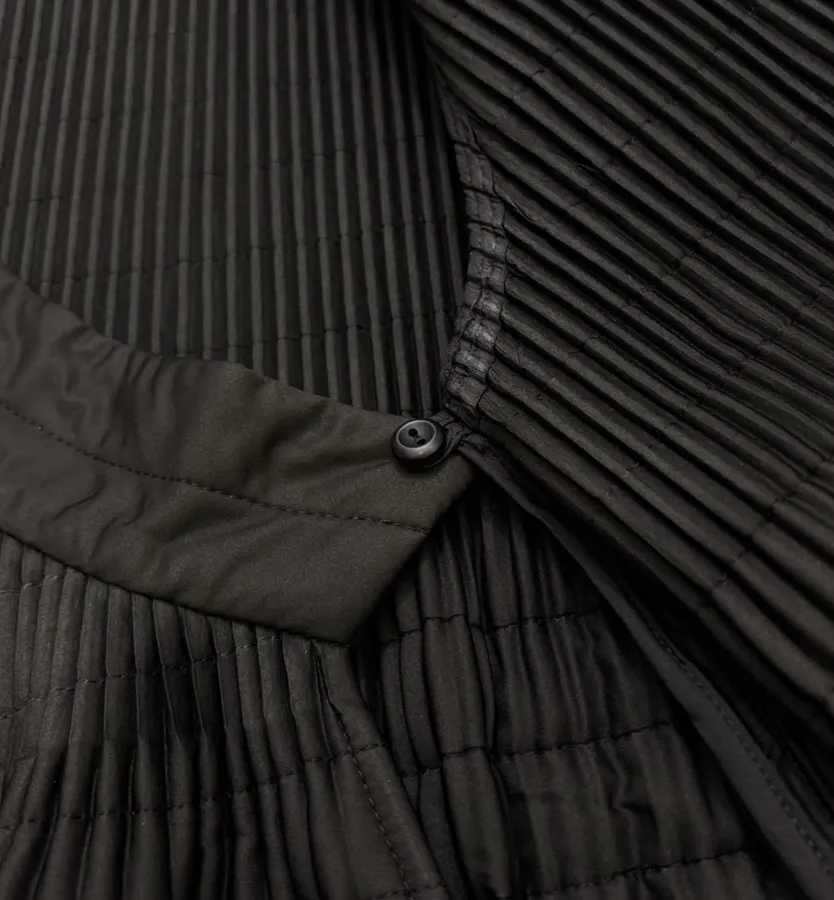 Plaid Side-Slit Overlapping Collar Tie-Style V-Neck Sleeveless Vest Jacket in Black, product view 08