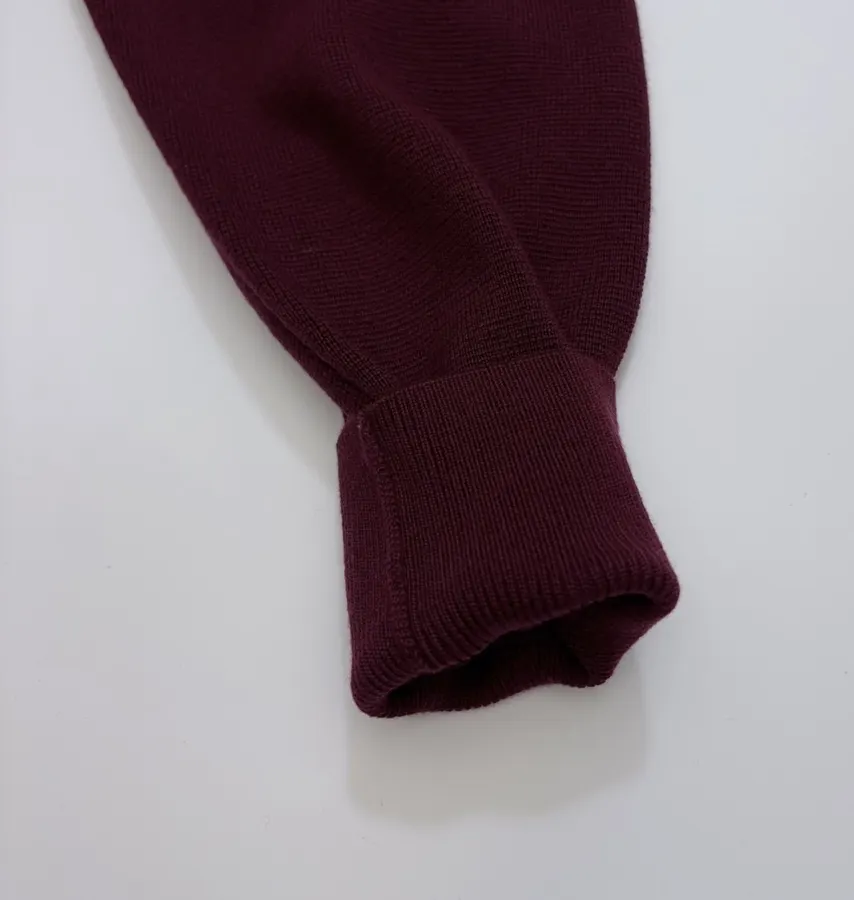 Retro Turn-down Collar Knitted Polo Shirt Top Casual Loose Sweater in Burgundy, product view 12