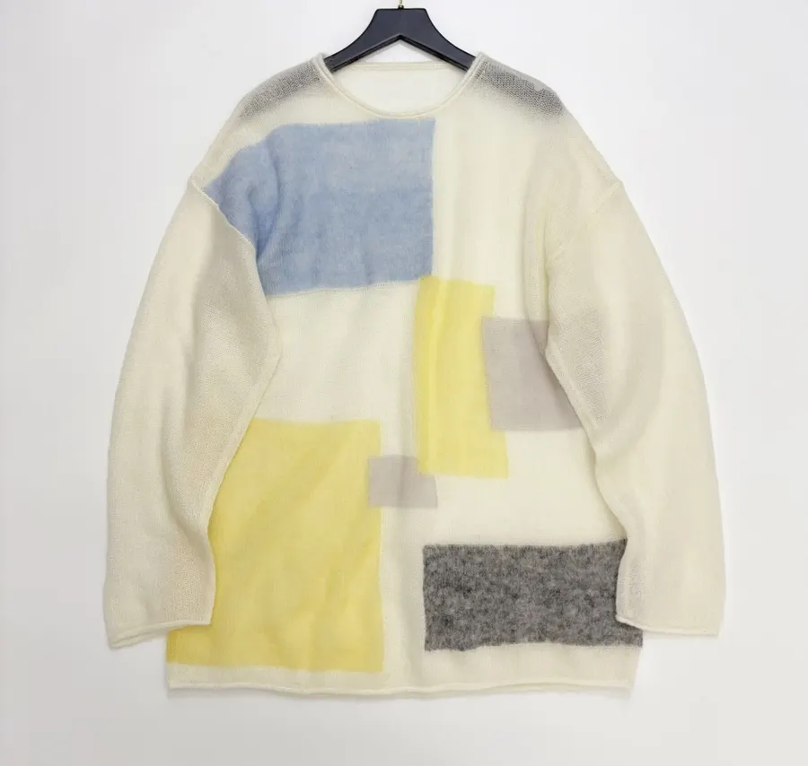 Loose Autumn/Winter Knitted Pullover in Cream, product view 01