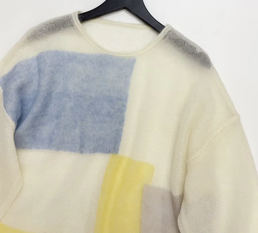 Loose Autumn/Winter Knitted Pullover in Cream, product view 02