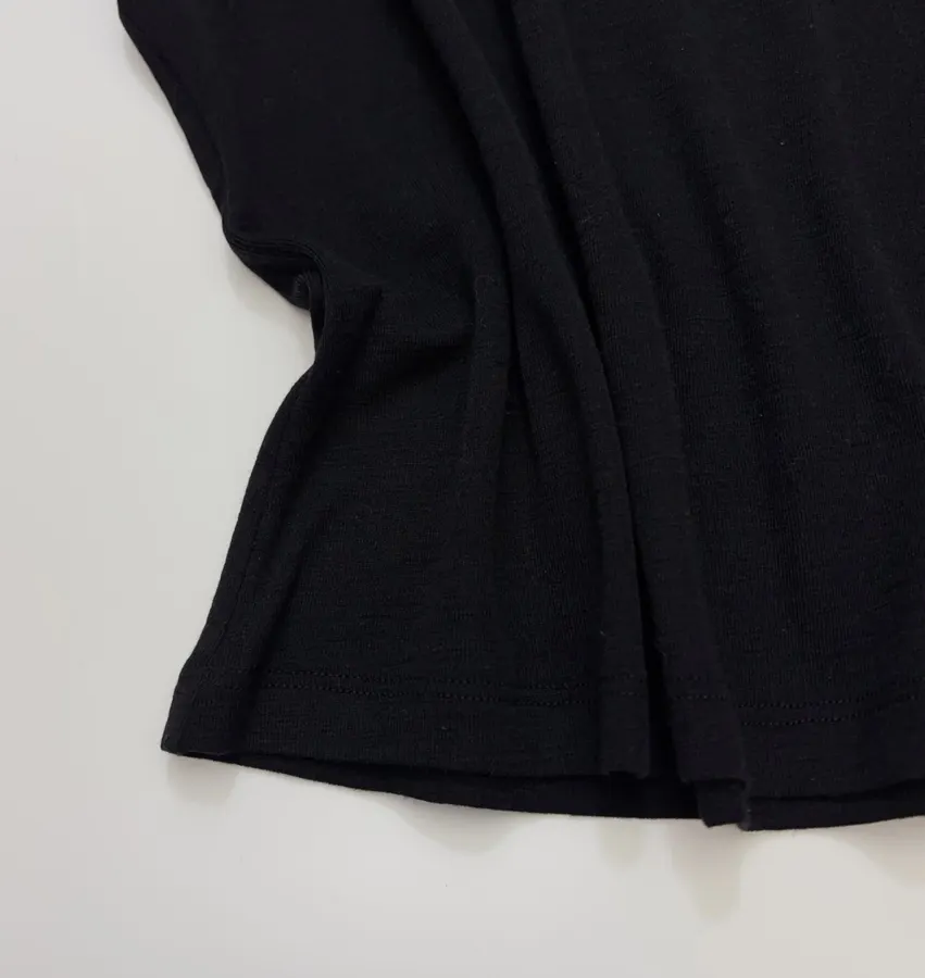 Beaded Double-Collar Wool Fitted Top in Black, product view 07