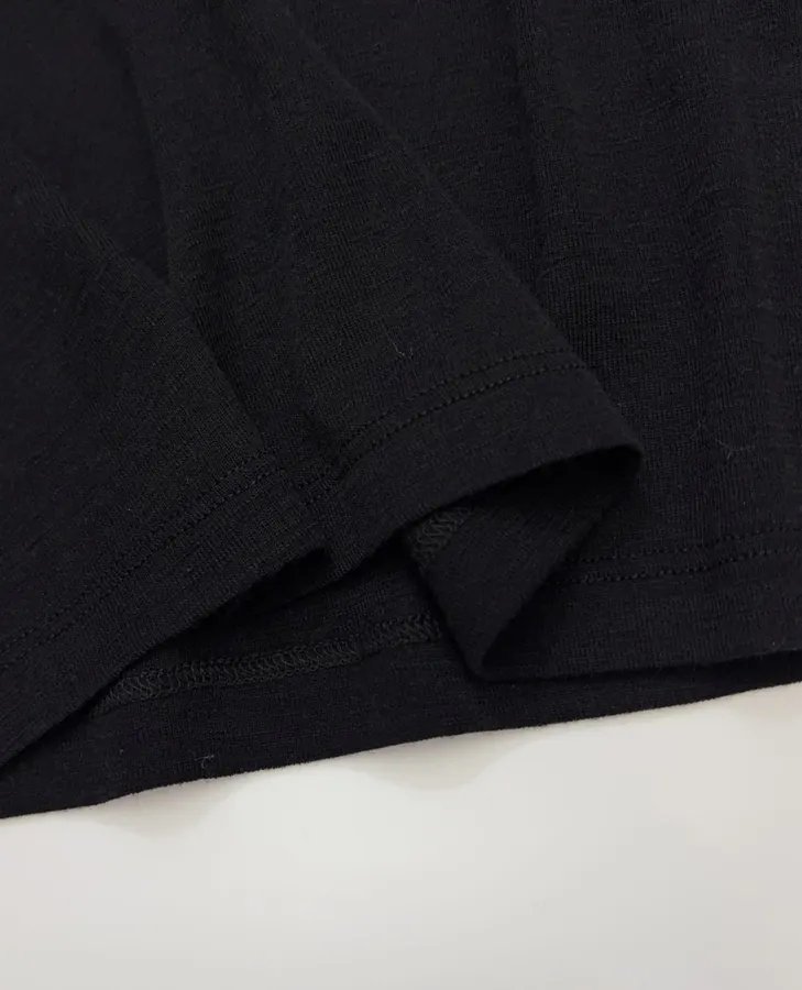 Beaded Double-Collar Wool Fitted Top in Black, product view 08