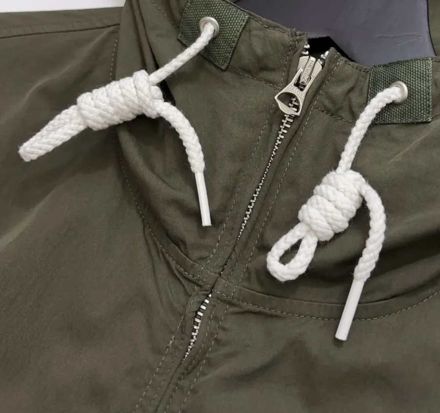 Embroidered Loose-Fit Hooded Jacket in Olive Green, product view 04