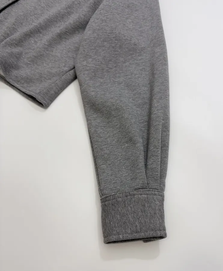 Grey Collared Button-Front Cropped Jacket in Gray, product view 07
