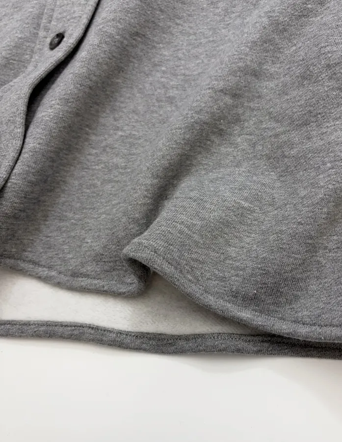 Grey Collared Button-Front Cropped Jacket in Gray, product view 14